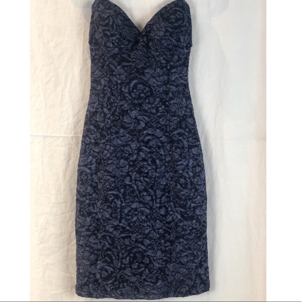 Black lace strapless dress